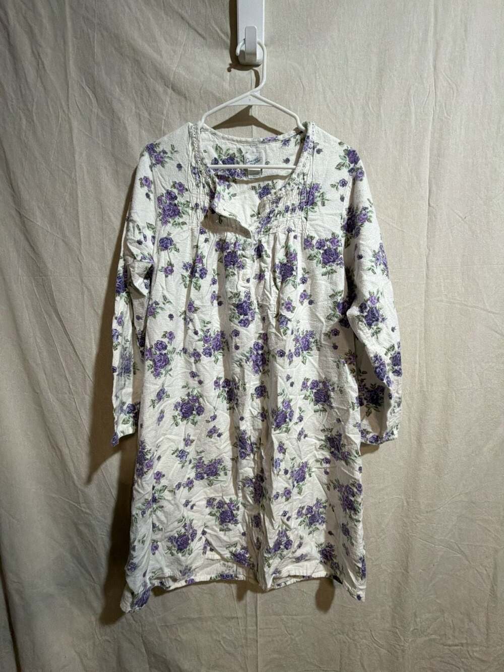 Casual Nights Women's Floral Print Cotton Flannel Button-Front Long Sleeve Night